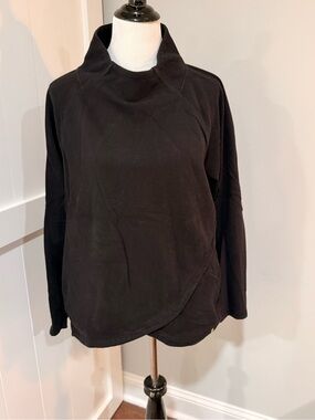 Talbots Black Wrap-Front Pullover Hoodie